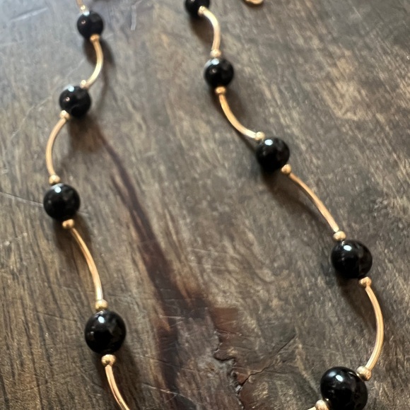 14K Gold Onyx w/ Onyx Bead Necklace (14g)16” - Picture 5 of 11